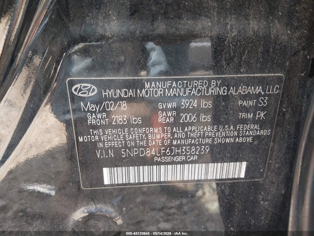 Продажа на аукционе авто 2018 Hyundai Elantra Value Edition, vin: 5NPD84LF6JH358239, номер лота: 45120945