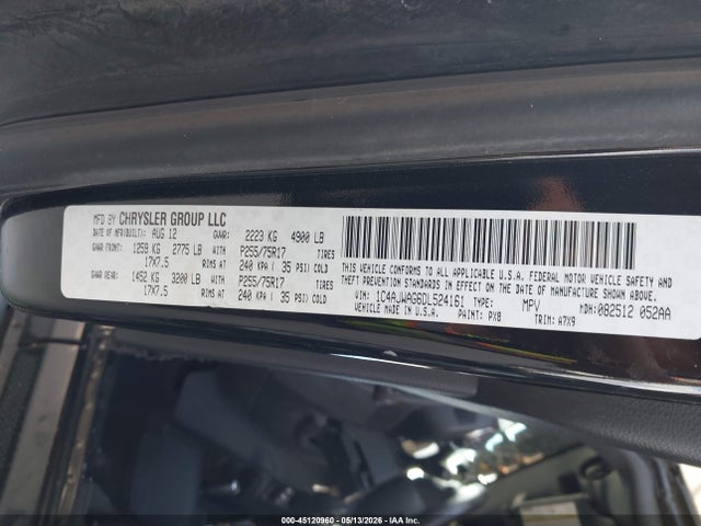 45120960 :رقم المزاد ، 1C4AJWAG6DL524161 vin ، 2013 Jeep Wrangler Sport مزاد بيع