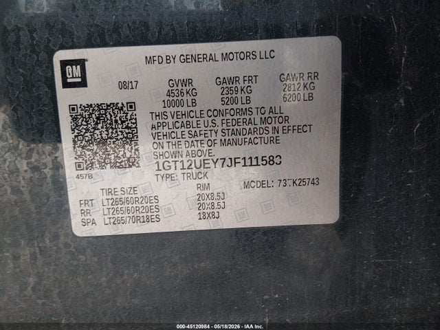 Продажа на аукционе авто 2018 Gmc Sierra 2500hd Denali, vin: 1GT12UEY7JF111583, номер лота: 45120984