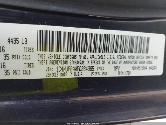 1C4NJPBA0ED864385 Jeep Patriot Sport