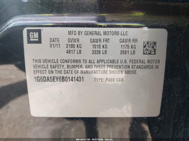 Продаж на аукціоні авто 2011 Cadillac Cts Standard, vin: 1G6DA5EY6B0141431, номер лоту: 45121155
