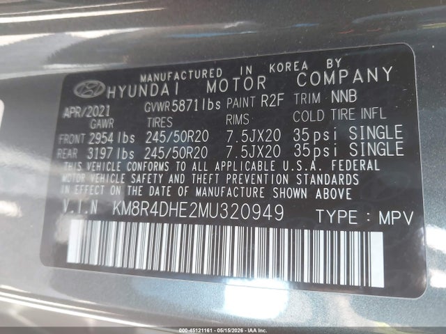 Hyundai Palisade Sel 2021 KM8R4DHE2MU320949 Image 9