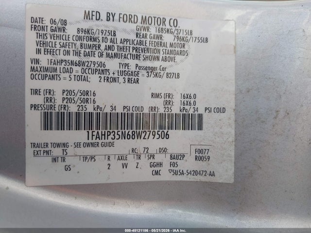 Aukcja sprzedaży 2008 Ford Focus Se/ses, vin: 1FAHP35N68W279506, numer aukcji: 45121186