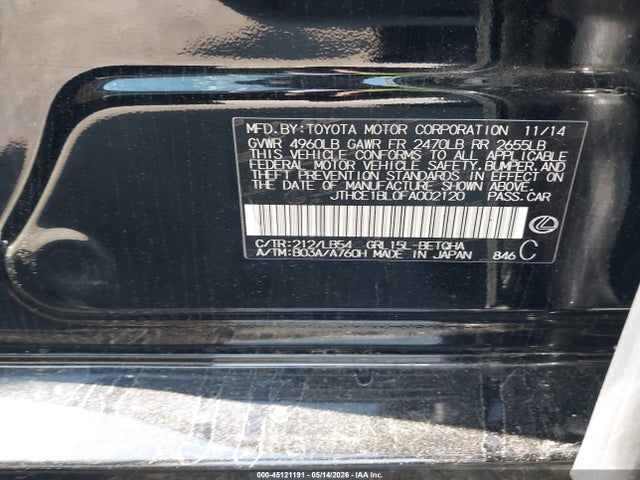 Продаж на аукціоні авто 2015 Lexus Gs 350, vin: JTHCE1BL0FA002120, номер лоту: 45121191