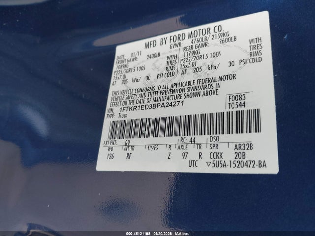 Продажа на аукционе авто 2011 Ford Ranger Xlt, vin: 1FTKR1ED3BPA24271, номер лота: 45121198