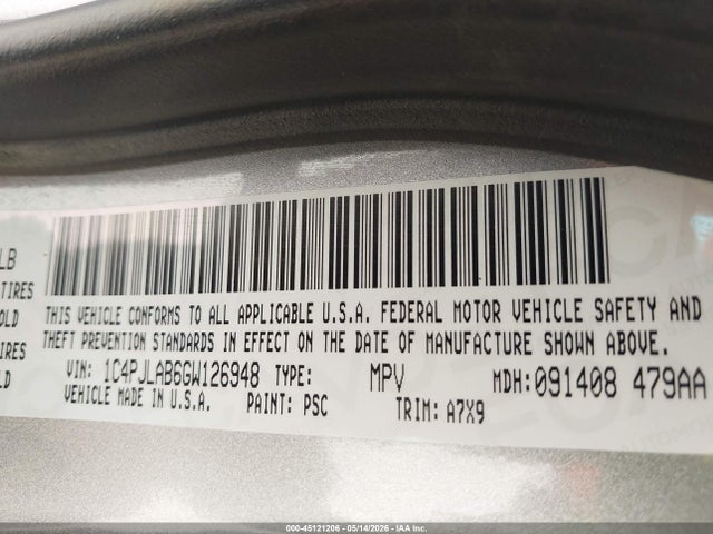 1C4PJLAB6GW126948 Jeep Cherokee Sport