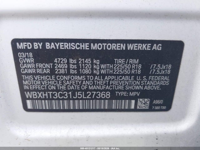 Aukcja sprzedaży 2018 Bmw X1 Xdrive28i, vin: WBXHT3C31J5L27368, numer aukcji: 45121217