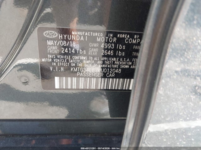Aukcja sprzedaży 2019 Genesis G70 3.3t Design, vin: KMTG34LE7KU012048, numer aukcji: 45121291