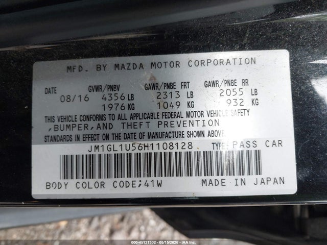 Продажа на аукционе авто 2017 Mazda Mazda6 Sport, vin: JM1GL1U56H1108128, номер лота: 45121302