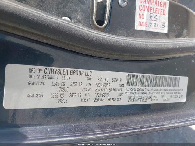 Продаж на аукціоні авто 2015 Dodge Journey Sxt, vin: 3C4PDDBG5FT589143, номер лоту: 45121416