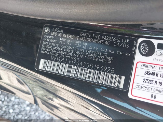 Aukcja sprzedaży 2005 Bmw 645ci, vin: WBAEH73425B193928, numer aukcji: 45121436