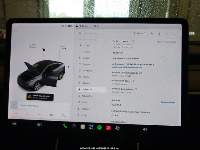 45121496 :رقم المزاد ، 5YJYGDEE7MF094895 vin ، 2021 Tesla Model Y Long Range Dual Motor All-wheel Drive مزاد بيع