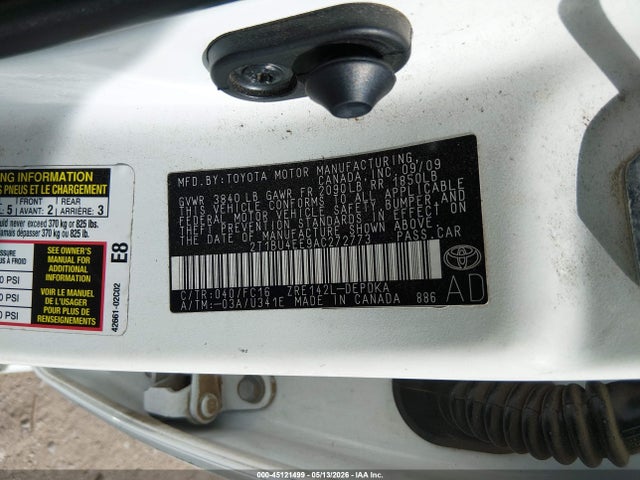 2010 Toyota Corolla Le მანქანა იყიდება აუქციონზე, vin: 2T1BU4EE9AC272773, აუქციონის ნომერი: 45121499