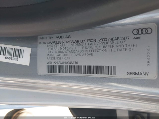 Aukcja sprzedaży 2017 Audi A7 3.0t Premium Plus, vin: WAU22AFC4HN046176, numer aukcji: 45121534