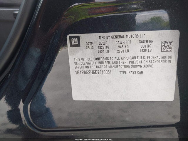 Продажа на аукционе авто 2013 Chevrolet Cruze Ls Auto, vin: 1G1PA5SH6D7318061, номер лота: 45121619