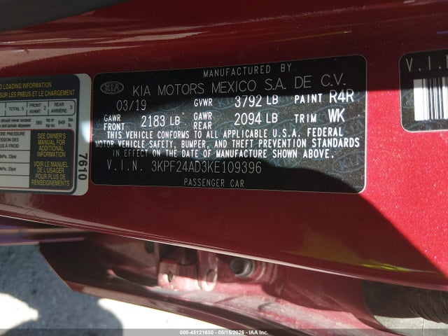 KIA Forte Lxs 2019 3KPF24AD3KE109396 Image 9