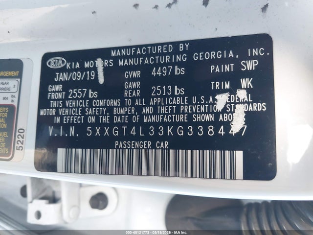 KIA Optima Lx 2019 5XXGT4L33KG338447 Image 9