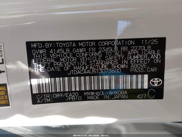 JTDACAAU5T3073600 Toyota PRIUS XLE