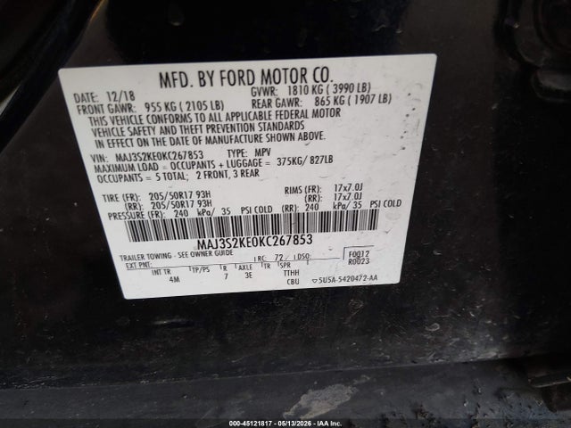 Ford Ecosport Titanium 2019 MAJ3S2KE0KC267853 Image 9