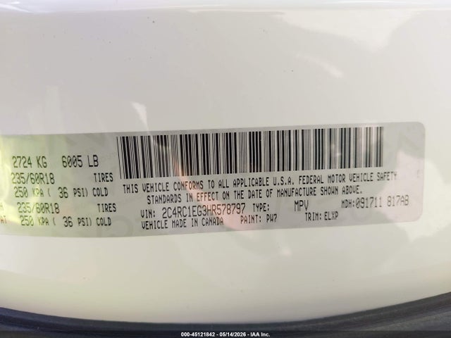 Продаж на аукціоні авто 2017 Chrysler Pacifica Touring-l Plus, vin: 2C4RC1EG3HR578797, номер лоту: 45121842