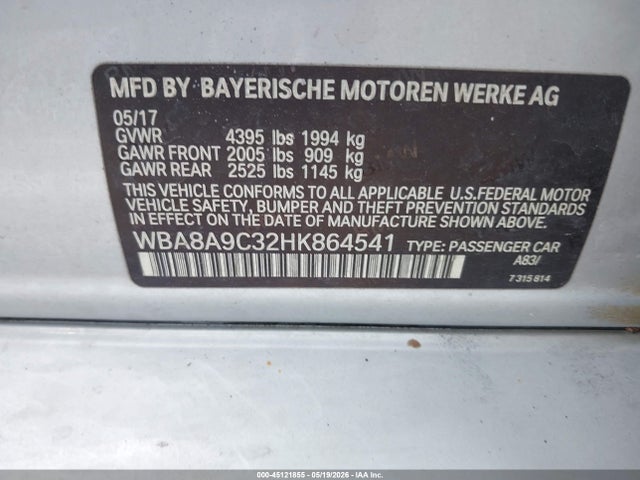 Продажа на аукционе авто 2017 Bmw 320i, vin: WBA8A9C32HK864541, номер лота: 45121855