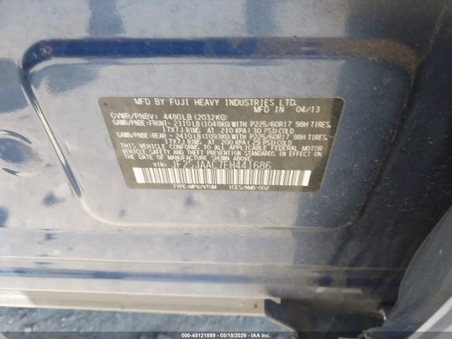 2014 Subaru Forester 2.5i მანქანა იყიდება აუქციონზე, vin: JF2SJAAC7EH441686, აუქციონის ნომერი: 45121899