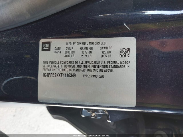 Aukcja sprzedaży 2015 Buick Verano Convenience Group, vin: 1G4PR5SKXF4116349, numer aukcji: 45121923