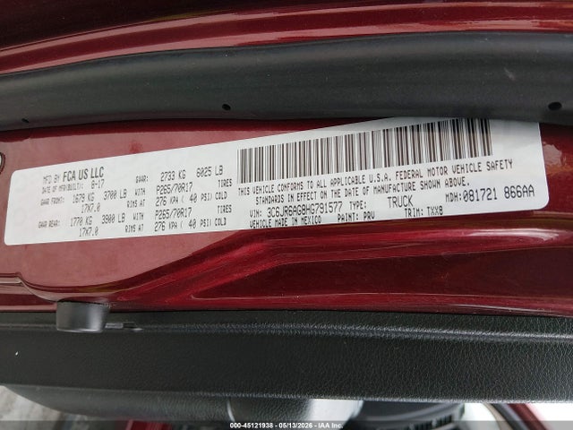 Продаж на аукціоні авто 2017 Ram 1500 Tradesman  4x2 6'4 Box, vin: 3C6JR6AG8HG791577, номер лоту: 45121938