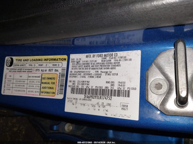 Ford Fusion Titanium 2020 3FA6P0D93LR174752 Image 9