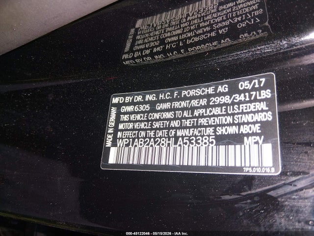Aukcja sprzedaży 2017 Porsche Cayenne S, vin: WP1AB2A28HLA53385, numer aukcji: 45122046