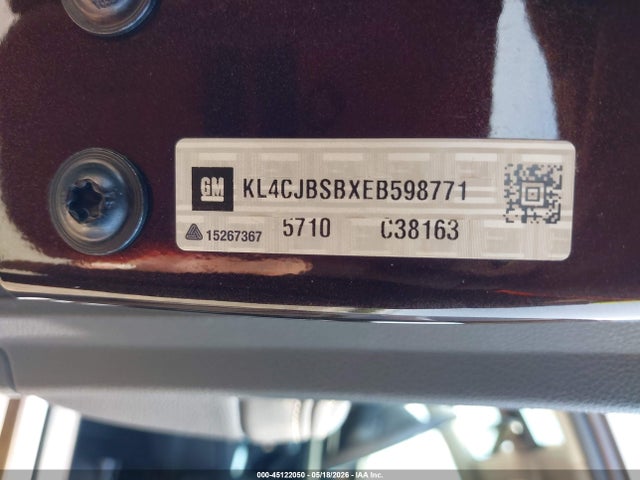 45122050 :رقم المزاد ، KL4CJBSBXEB598771 vin ، 2014 Buick Encore Convenience مزاد بيع
