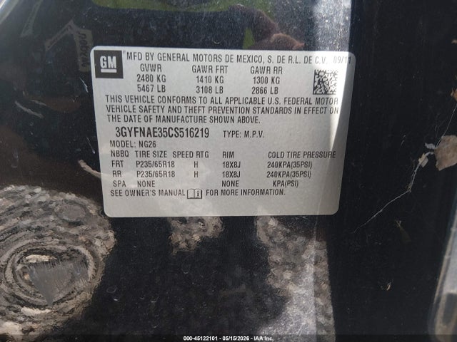 Aukcja sprzedaży 2012 Cadillac Srx Luxury Collection, vin: 3GYFNAE35CS516219, numer aukcji: 45122101