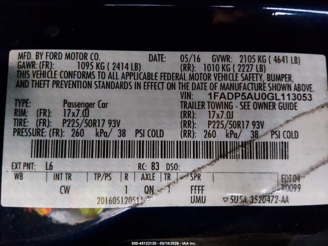 1FADP5AU0GL113053 Ford C-max Hybrid Se