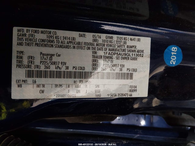 1FADP5AU9GL113052 Ford C-max Hybrid Se