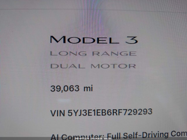 Aukcja sprzedaży 2024 Tesla Model 3 Long Range Dual Motor All-wheel Drive, vin: 5YJ3E1EB6RF729293, numer aukcji: 45122226