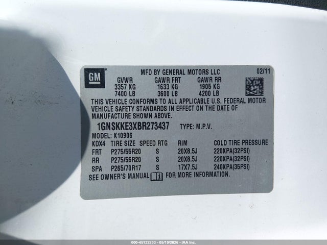 Aukcja sprzedaży 2011 Chevrolet Suburban 1500 Ltz, vin: 1GNSKKE3XBR273437, numer aukcji: 45122253