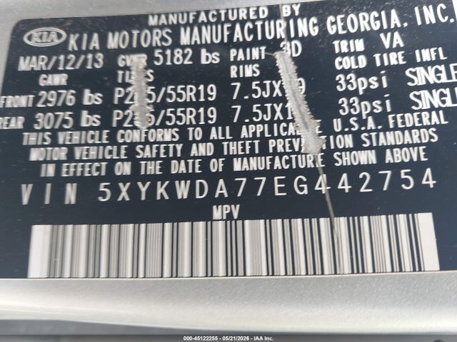 Продаж на аукціоні авто 2014 Kia Sorento Sx V6, vin: 5XYKWDA77EG442754, номер лоту: 45122255