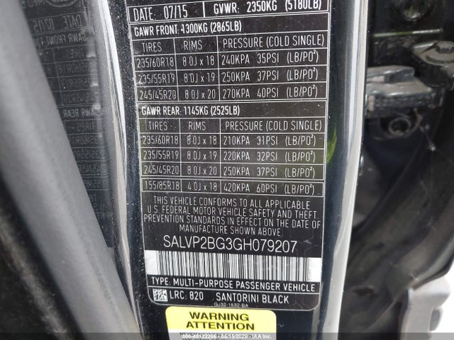 SALVP2BG3GH079207 Land Rover Range Rover Evoque Se/se Premium