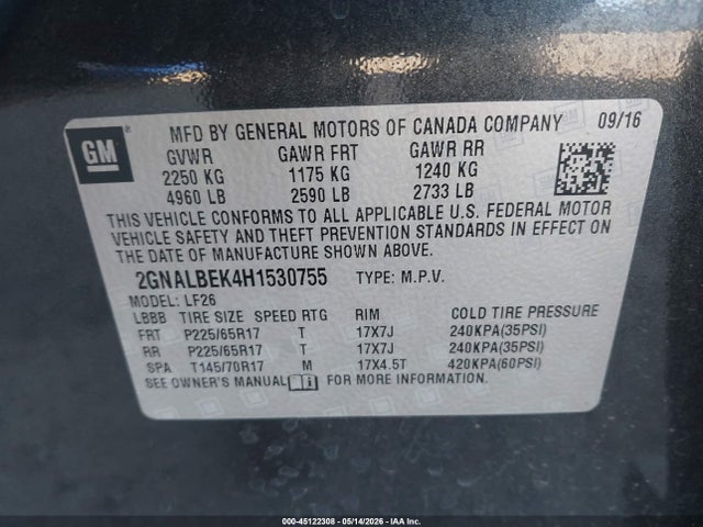 Chevrolet EQUINOX LS 2017 2GNALBEK4H1530755 Image 9