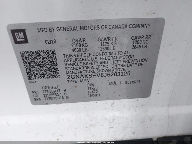 Chevrolet EQUINOX LT 2018 2GNAXSEV8J6283120 Image 9