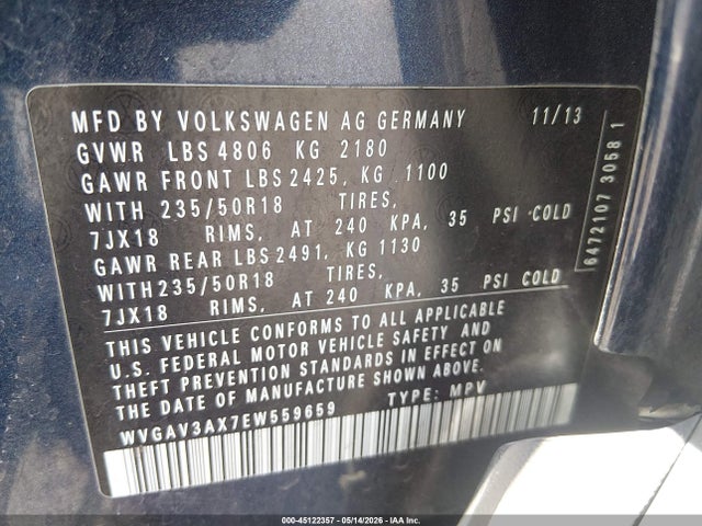 Volkswagen Tiguan Sel 2014 WVGAV3AX7EW559659 Image 9
