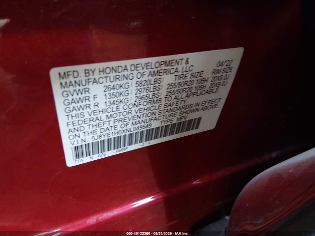 Acura Mdx A-spec Package 2022 5J8YE1H0XNL049549 Image 9
