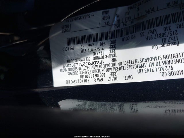 2018 Ford Focus Titanium მანქანა იყიდება აუქციონზე, vin: 1FADP3J27JL202015, აუქციონის ნომერი: 45122404