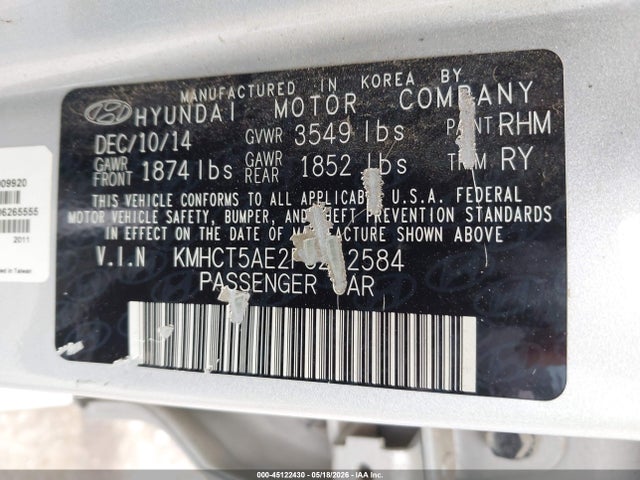 Продажа на аукционе авто 2015 Hyundai Accent Gs, vin: KMHCT5AE2FU212584, номер лота: 45122430