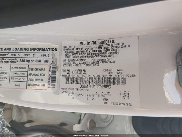 Продаж на аукціоні авто 2013 Lincoln Mkz Hybrid, vin: 3LN6L2LU4DR809093, номер лоту: 45122464