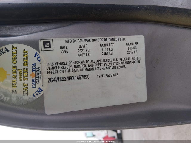 Продаж на аукціоні авто 1999 Buick Century Custom, vin: 2G4WS52M9X1467090, номер лоту: 45122485