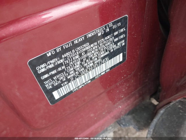 Aukcja sprzedaży 2015 Subaru Forester 2.5i Limited, vin: JF2SJAHC6FH572406, numer aukcji: 45122495