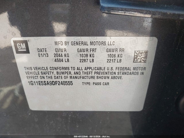 2013 Chevrolet Malibu 2lt მანქანა იყიდება აუქციონზე, vin: 1G11E5SA9DF240555, აუქციონის ნომერი: 45122546