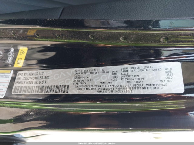 2021 Jeep Gladiator Sport S 4x4 მანქანა იყიდება აუქციონზე, vin: 1C6HJTAG4ML531680, აუქციონის ნომერი: 45122564