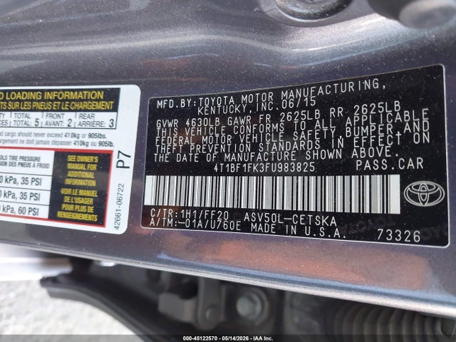 Toyota CAMRY SE 2015 4T1BF1FK3FU983825 Image 9